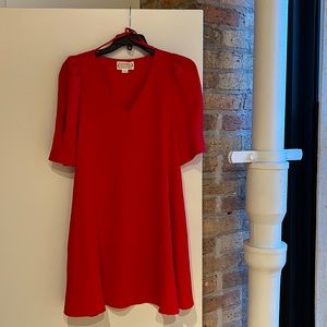 NWOT red short sleeved pocketed mini dress